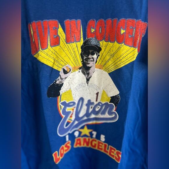 Elton John Life In LA 1975 Blue T-Shirt L - Picture 2 of 5